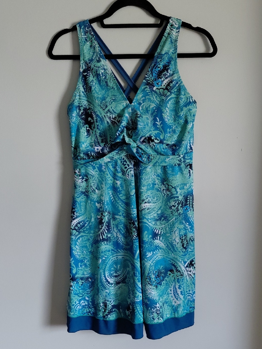 Hanna Nikole Blue Paisley Swim Athletic Dress
